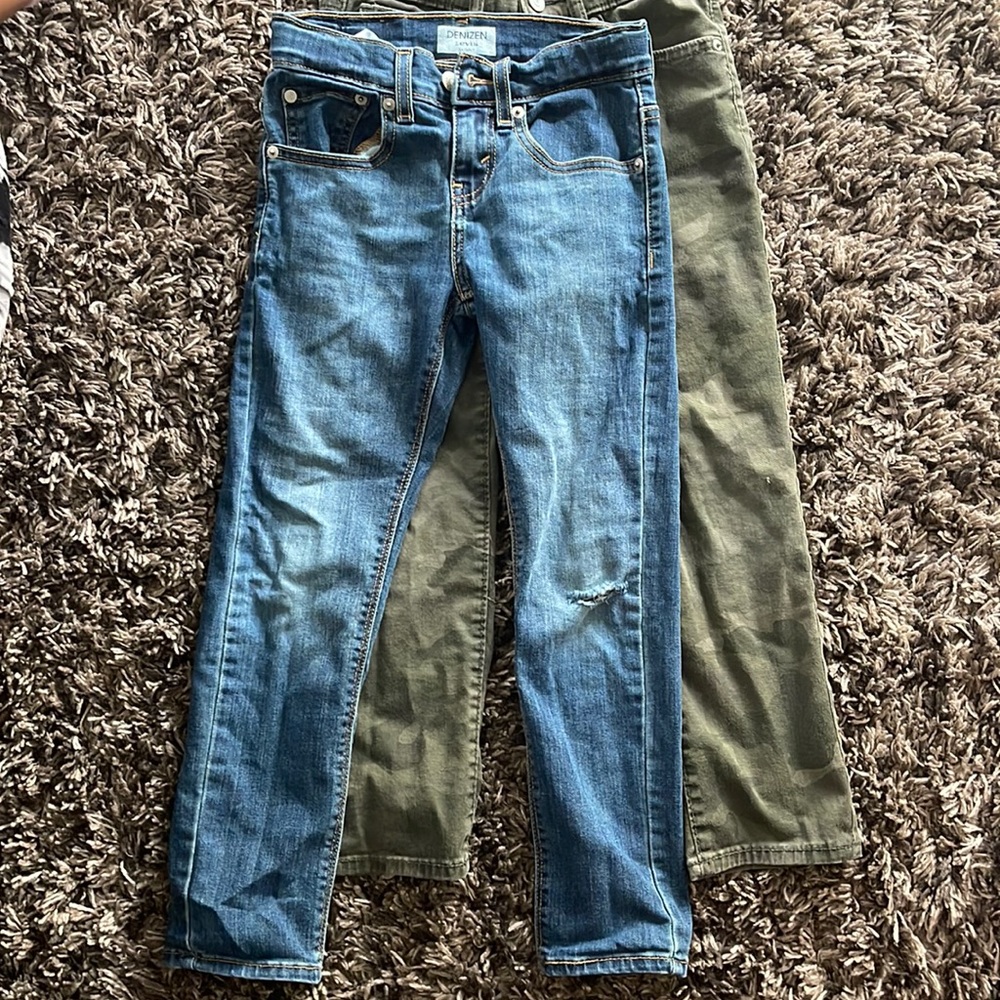 LOT of 2 of boys pair jeans. One camo (Old Navy). One denim (Denizen).